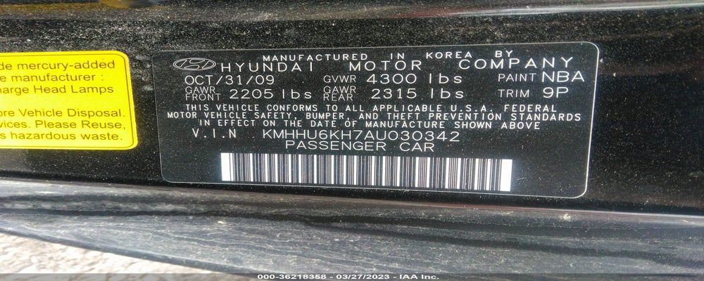 KMHHU6KH7AU030342 2010 HYUNDAI GENESIS COUPE photo no. 9