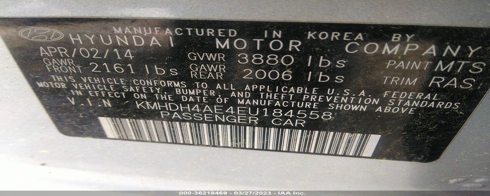 KMHDH4AE4EU184558 2014 HYUNDAI ELANTRA photo no. 9