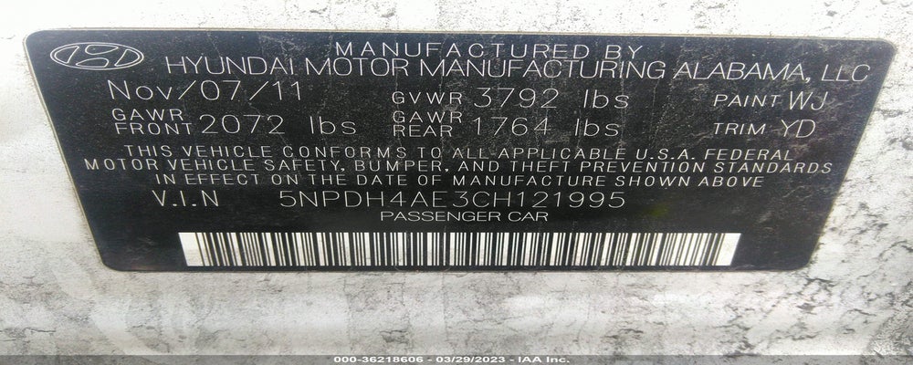 5NPDH4AE3CH121995 2012 HYUNDAI ELANTRA photo no. 9