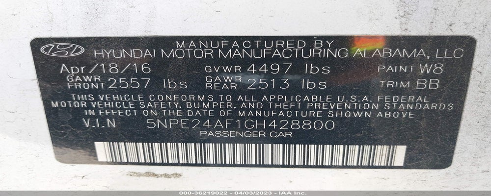 5NPE24AF1GH428800 2016 HYUNDAI SONATA photo no. 9