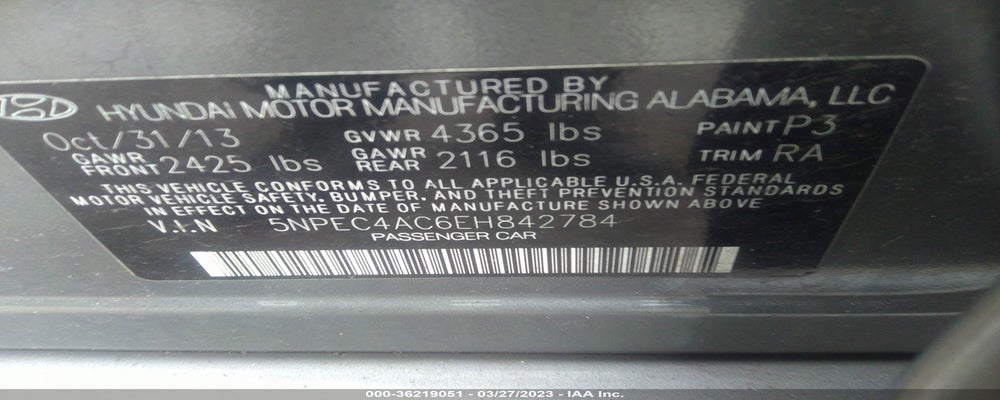 5NPEC4AC6EH842784 2014 HYUNDAI SONATA photo no. 9