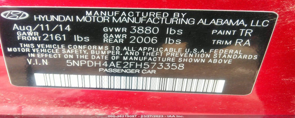 5NPDH4AE2FH573358 2015 HYUNDAI ELANTRA photo no. 9