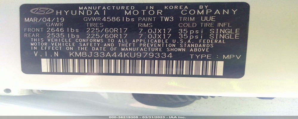 KM8J33A44KU979334 2019 HYUNDAI TUCSON photo no. 9
