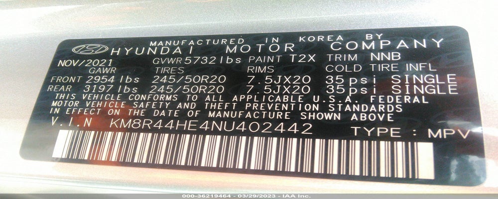 KM8R44HE4NU402442 2022 HYUNDAI PALISADE photo no. 9