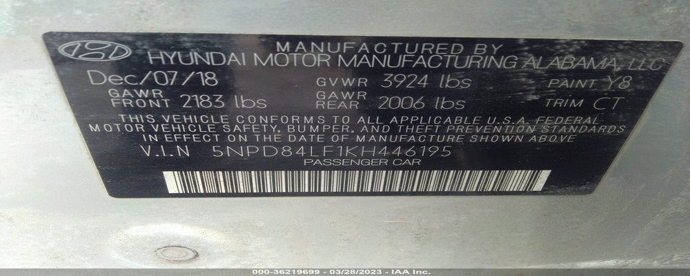 5NPD84LF1KH446195 2019 HYUNDAI ELANTRA photo no. 9