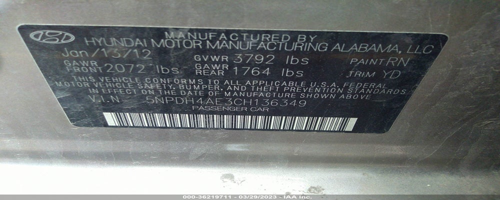 5NPDH4AE3CH136349 2012 HYUNDAI ELANTRA photo no. 9