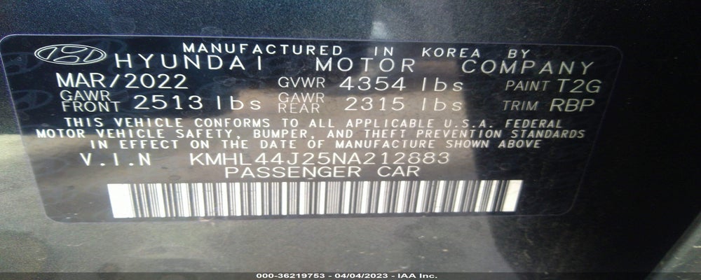 KMHL44J25NA212883 2022 HYUNDAI SONATA photo no. 9