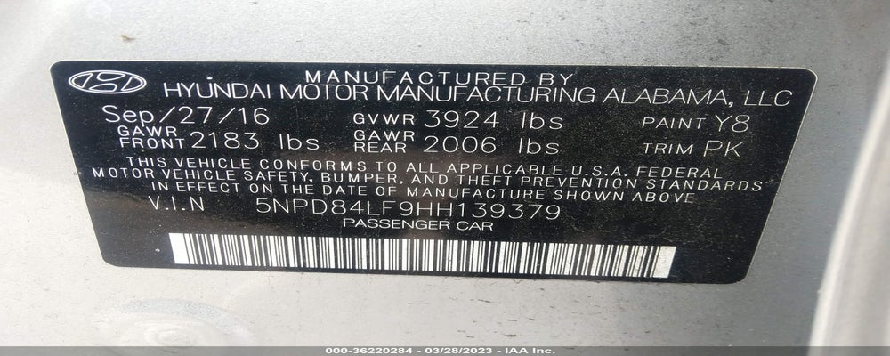 5NPD84LF9HH139379 2017 HYUNDAI ELANTRA photo no. 9