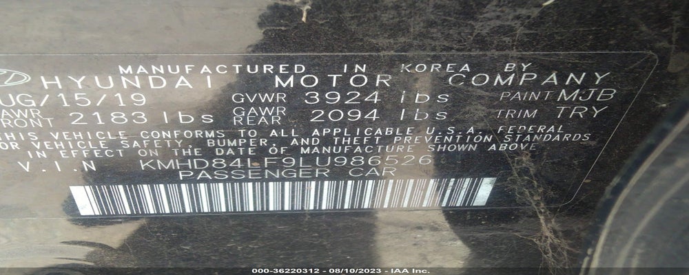 KMHD84LF9LU986526 2020 HYUNDAI ELANTRA photo no. 9