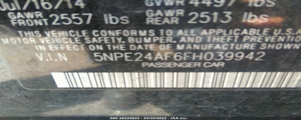 5NPE24AF6FH039942 2015 HYUNDAI SONATA photo no. 9