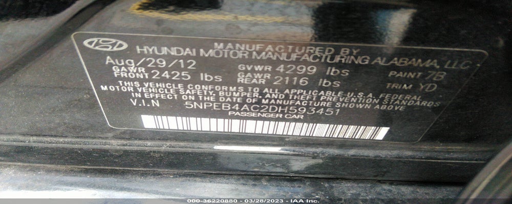 5NPEB4AC2DH593451 2013 HYUNDAI SONATA photo no. 9