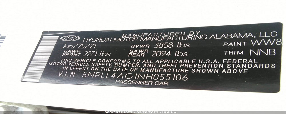 5NPLL4AG1NH055106 2022 HYUNDAI ELANTRA photo no. 9