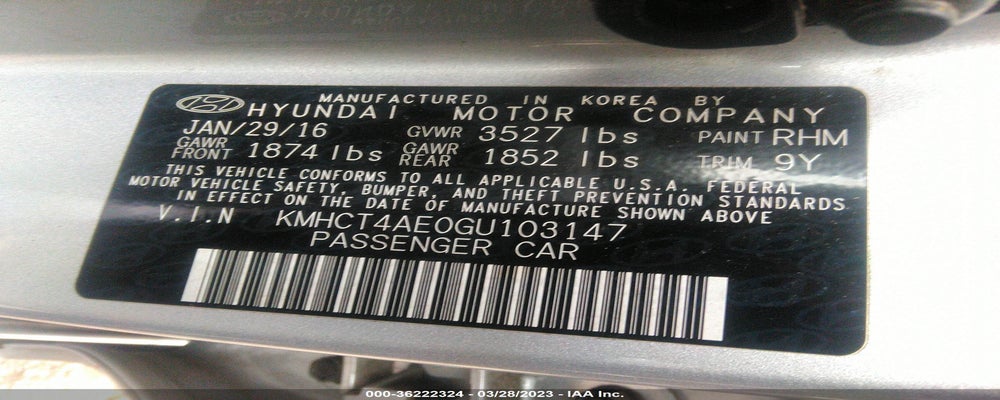 KMHCT4AE0GU103147 2016 HYUNDAI ACCENT photo no. 9