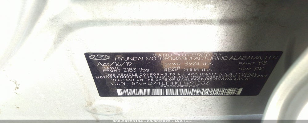 5NPD74LF4KH491506 2019 HYUNDAI ELANTRA photo no. 9