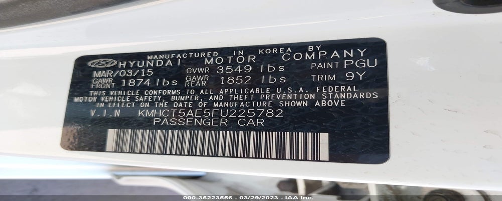 KMHCT5AE5FU225782 2015 HYUNDAI ACCENT photo no. 9