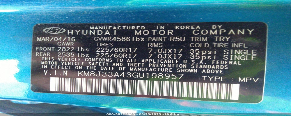 KM8J33A43GU198957 2016 HYUNDAI TUCSON photo no. 9