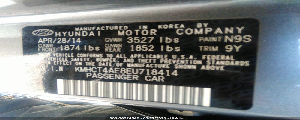 KMHCT4AE8EU718414 2014 HYUNDAI ACCENT photo no. 9