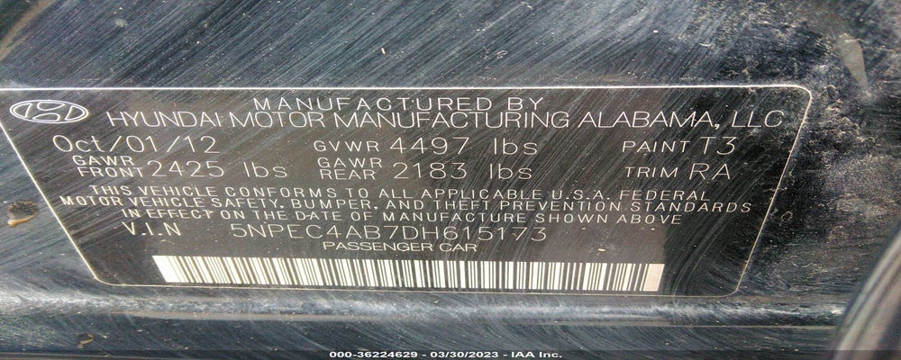 5NPEC4AB7DH615173 2013 HYUNDAI SONATA photo no. 9