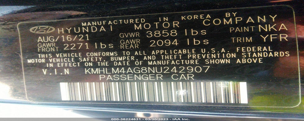 KMHLM4AG8NU242907 2022 HYUNDAI ELANTRA photo no. 9