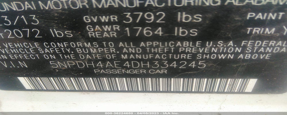 5NPDH4AE4DH334245 2013 HYUNDAI ELANTRA photo no. 9