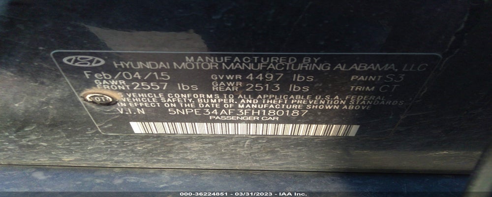 5NPE34AF3FH180187 2015 HYUNDAI SONATA photo no. 9