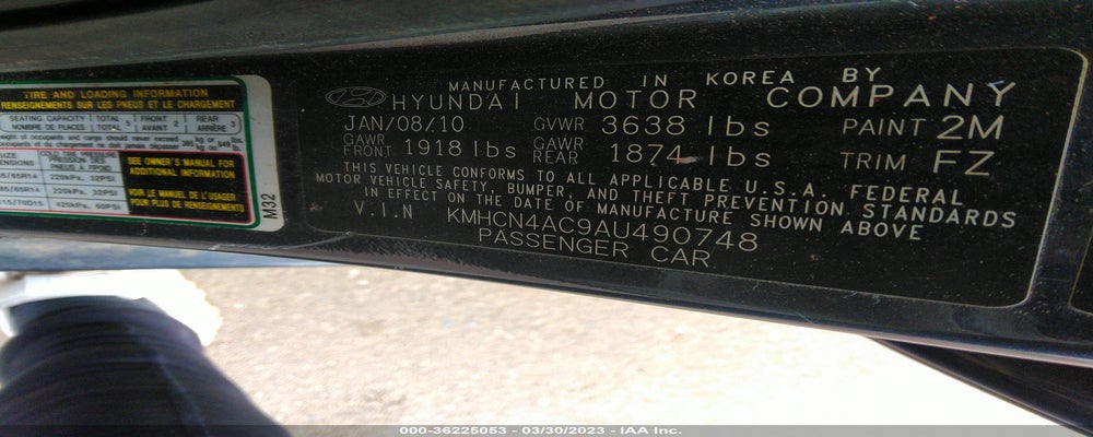 KMHCN4AC9AU490748 2010 HYUNDAI ACCENT photo no. 9