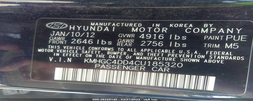 KMHGC4DD4CU185320 2012 HYUNDAI GENESIS photo no. 9