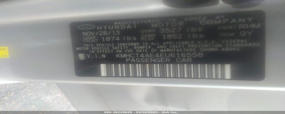 KMHCT4AE4EU616558 2014 HYUNDAI ACCENT photo no. 9
