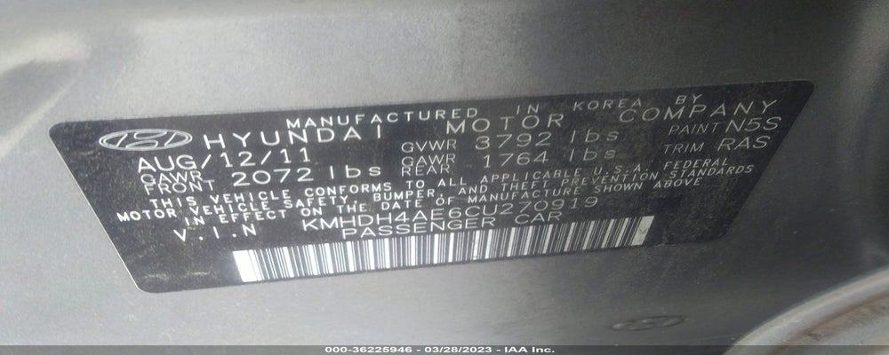 KMHDH4AE6CU270919 2012 HYUNDAI ELANTRA photo no. 9