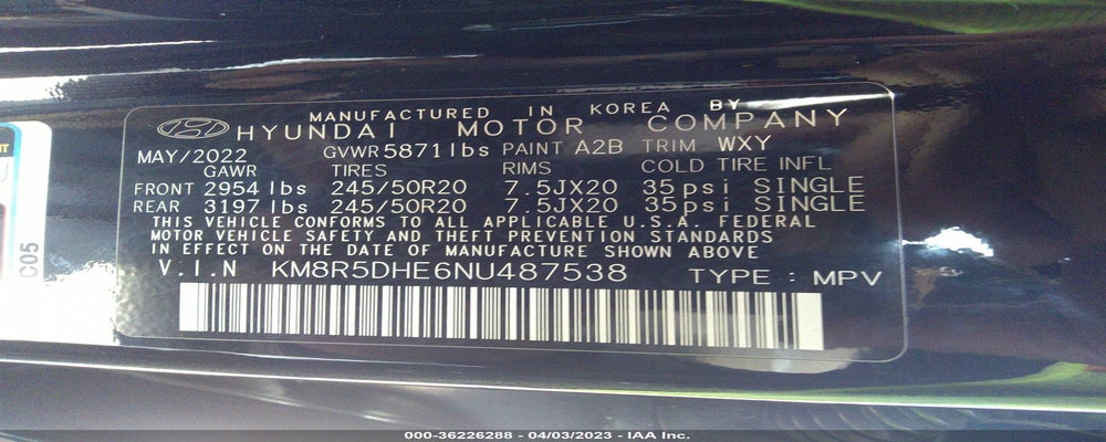 KM8R5DHE6NU487538 2022 HYUNDAI PALISADE photo no. 9