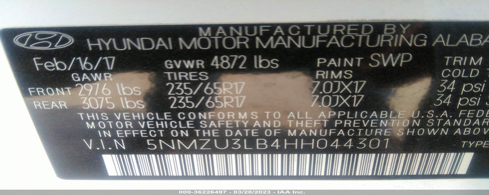 5NMZU3LB4HH044301 2017 HYUNDAI SANTA FE SPORT photo no. 9