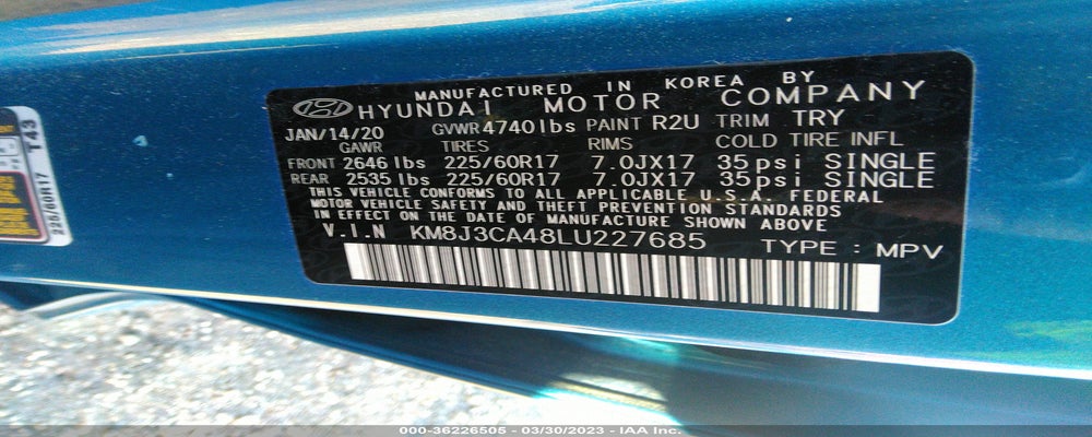 KM8J3CA48LU227685 2020 HYUNDAI TUCSON photo no. 9