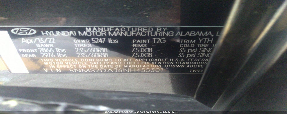 5NMS2DAJ6NH455301 2022 HYUNDAI SANTA FE photo no. 9