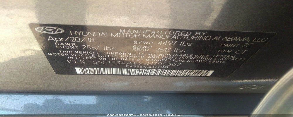 5NPE34AF2JH705362 2018 HYUNDAI SONATA photo no. 9