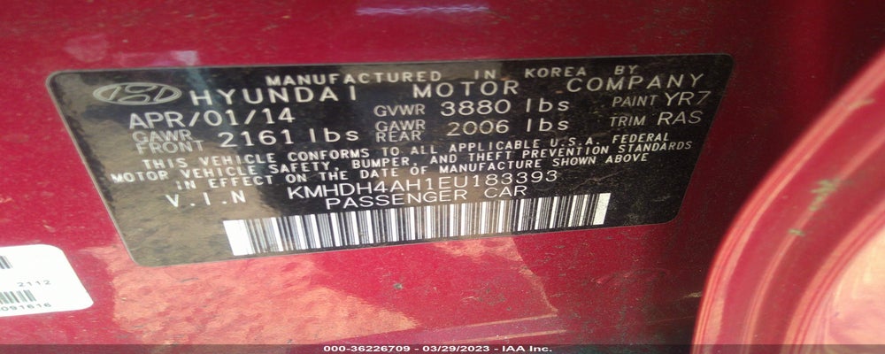KMHDH4AH1EU183393 2014 HYUNDAI ELANTRA photo no. 9