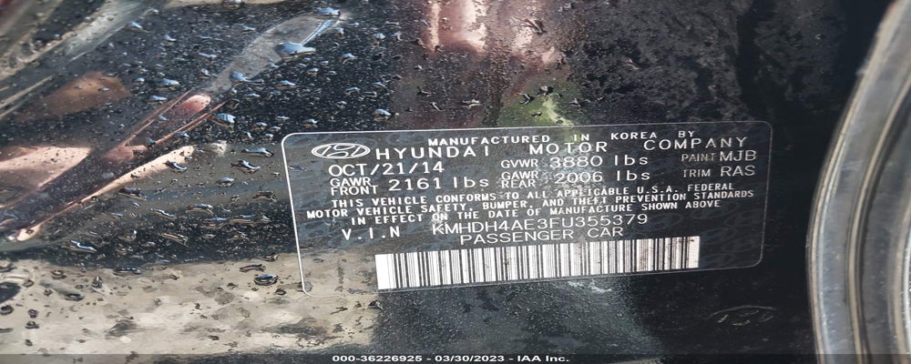 KMHDH4AE3FU355379 2015 HYUNDAI ELANTRA photo no. 9