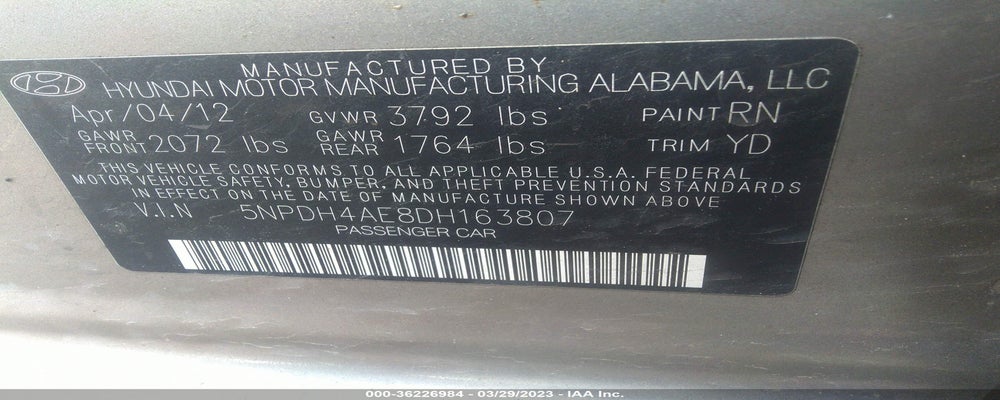 5NPDH4AE8DH163807 2013 HYUNDAI ELANTRA photo no. 9