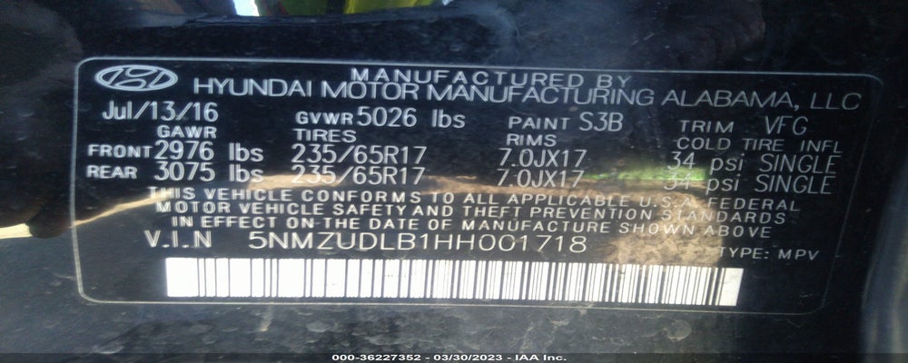 5NMZUDLB1HH001718 2017 HYUNDAI SANTA FE SPORT photo no. 9