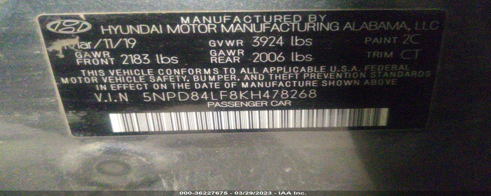 5NPD84LF8KH478268 2019 HYUNDAI ELANTRA photo no. 9