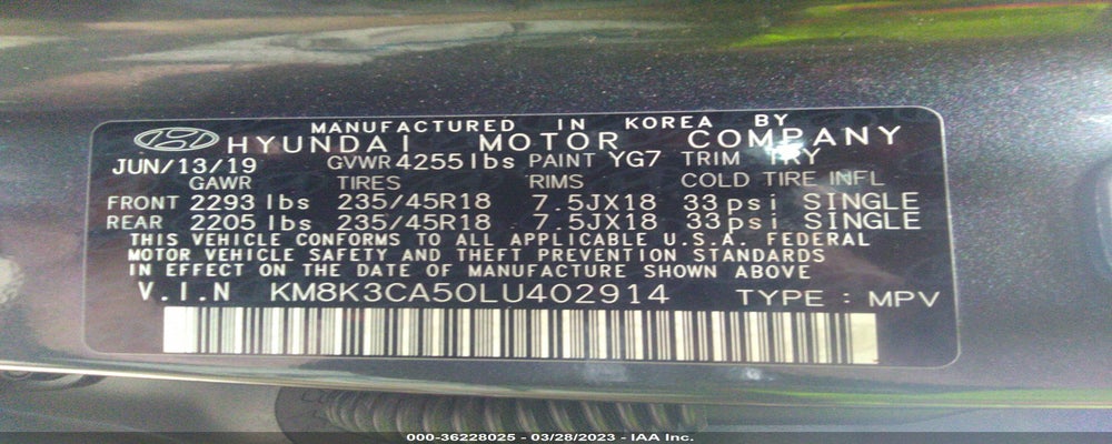 KM8K3CA50LU402914 2020 HYUNDAI KONA photo no. 9