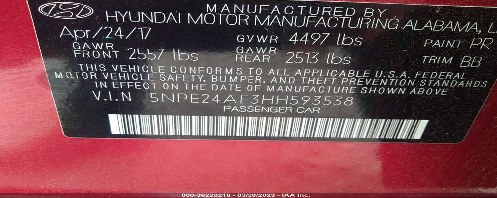 5NPE24AF3HH593538 2017 HYUNDAI SONATA photo no. 9