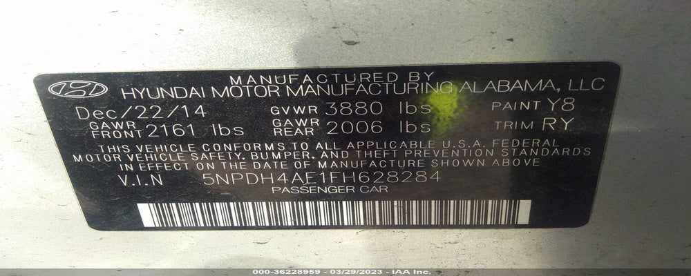 5NPDH4AE1FH628284 2015 HYUNDAI ELANTRA photo no. 9