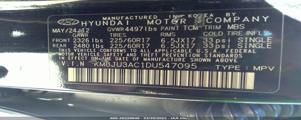 KM8JU3AC1DU547095 2013 HYUNDAI TUCSON photo no. 9