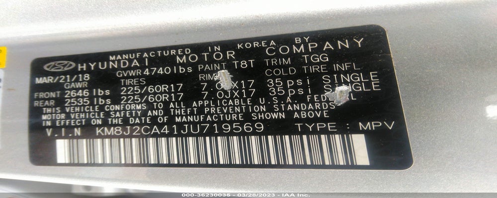 KM8J2CA41JU719569 2018 HYUNDAI TUCSON photo no. 9