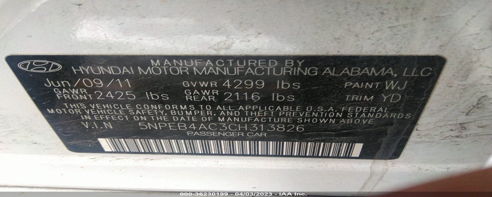 5NPEB4AC3CH313826 2012 HYUNDAI SONATA photo no. 9