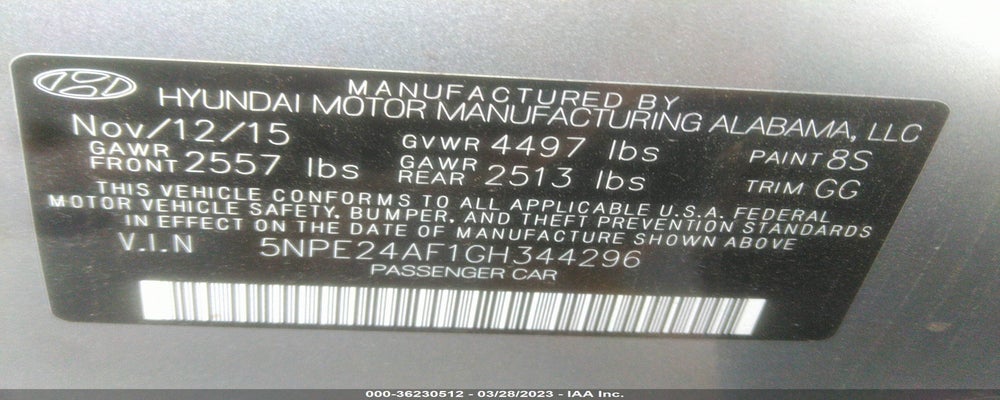 5NPE24AF1GH344296 2016 HYUNDAI SONATA photo no. 9