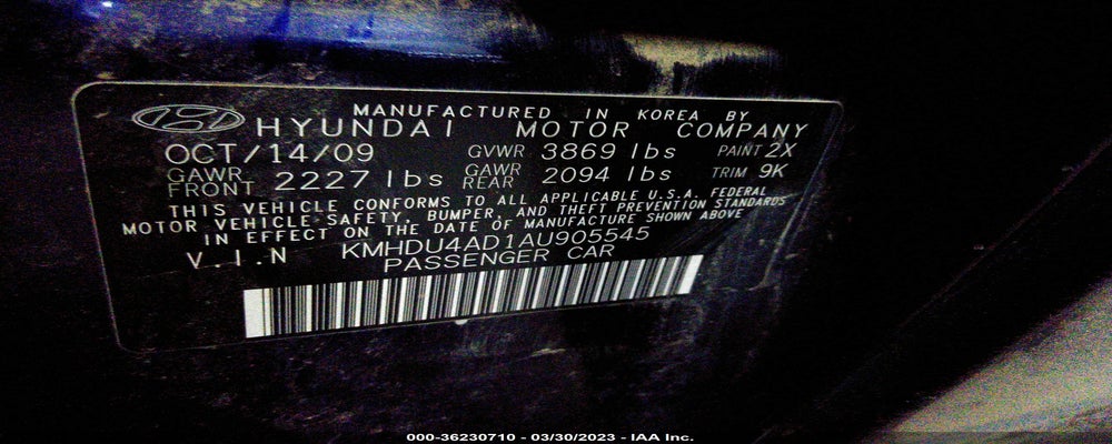 KMHDU4AD1AU905545 2010 HYUNDAI ELANTRA photo no. 9