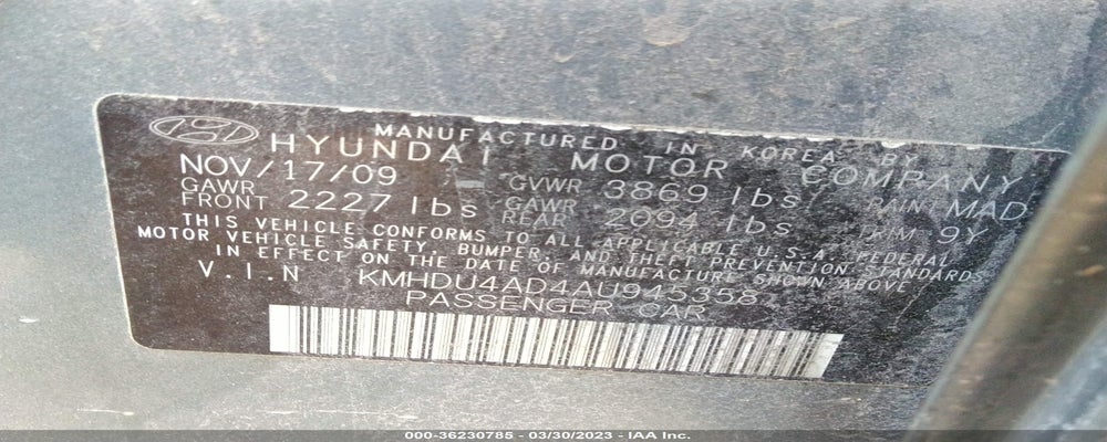 KMHDU4AD4AU945358 2010 HYUNDAI ELANTRA photo no. 9