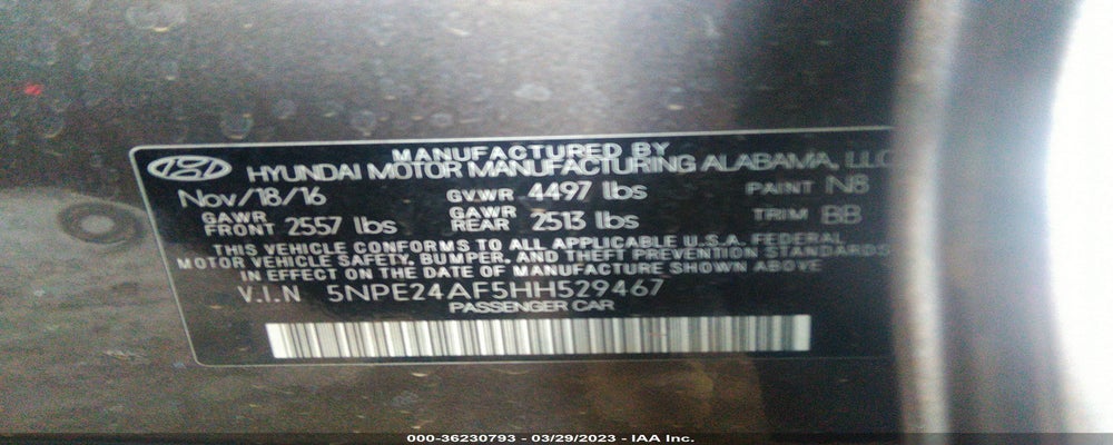 5NPE24AF5HH529467 2017 HYUNDAI SONATA photo no. 9