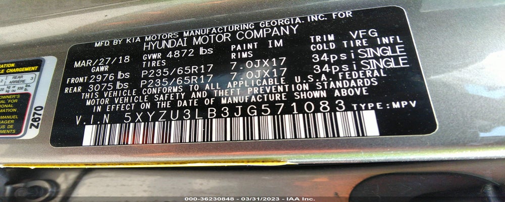 5XYZU3LB3JG571083 2018 HYUNDAI SANTA FE SPORT photo no. 9